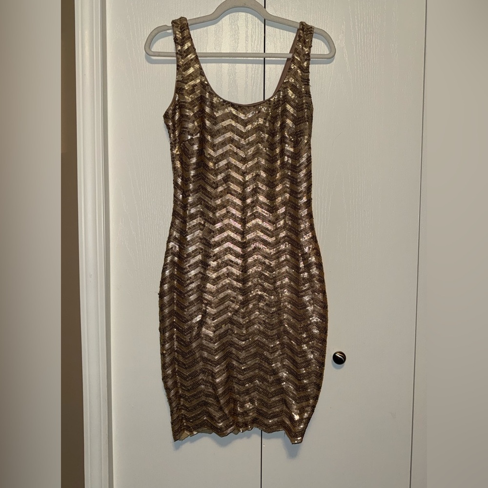 Le Château Chevron Sequin Cocktail Dress